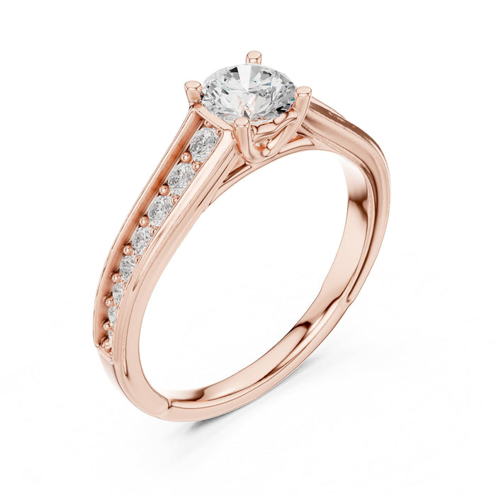 Round Lab Grown Diamond Cathedral Engagement Ring rose gold video