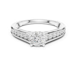 Round Lab Grown Diamond Cathedral Engagement Ring