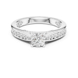 Round Lab Grown Diamond Cathedral Engagement Ring