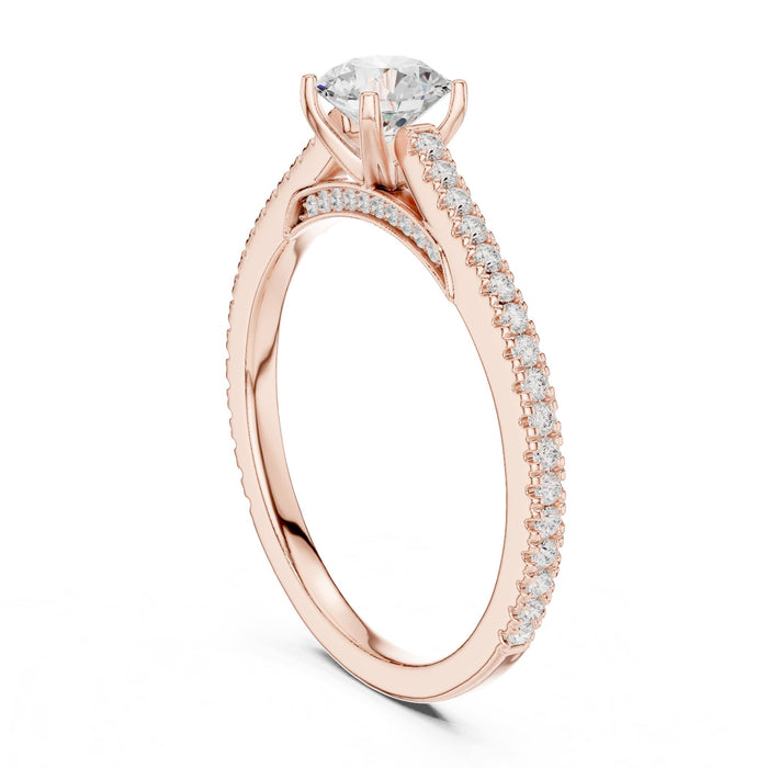 Round Lab Grown Diamond Cathedral Engagement Ring yellow gold video
