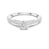 Round Lab Grown Diamond Cathedral Engagement Ring
