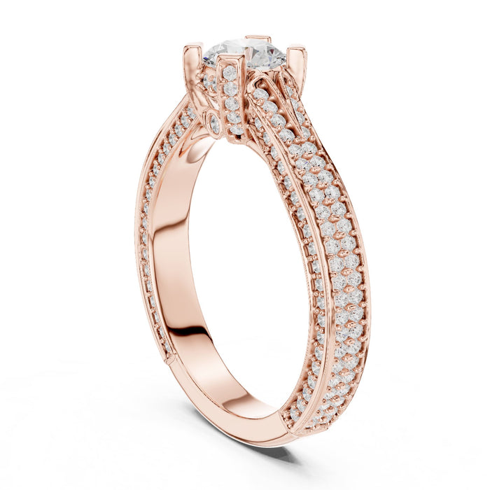 Round Lab Grown Diamond Cathedral Engagement Ring yellow gold video