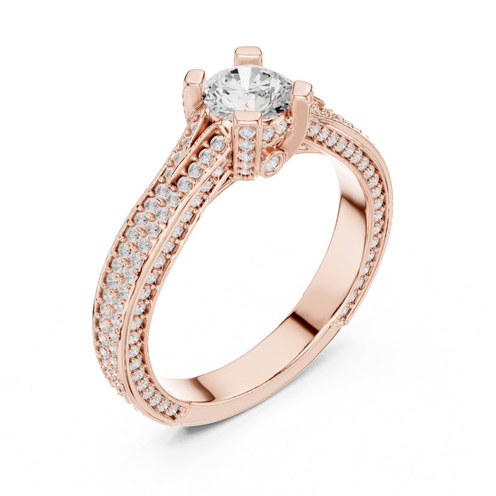Round Lab Grown Diamond Cathedral Engagement Ring rose gold video