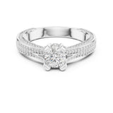 Round Lab Grown Diamond Cathedral Engagement Ring