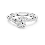 Round Lab Grown Diamond Hidden-Halo Engagement Ring