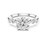 Round Lab Grown Diamond Side-Stone Engagement Ring