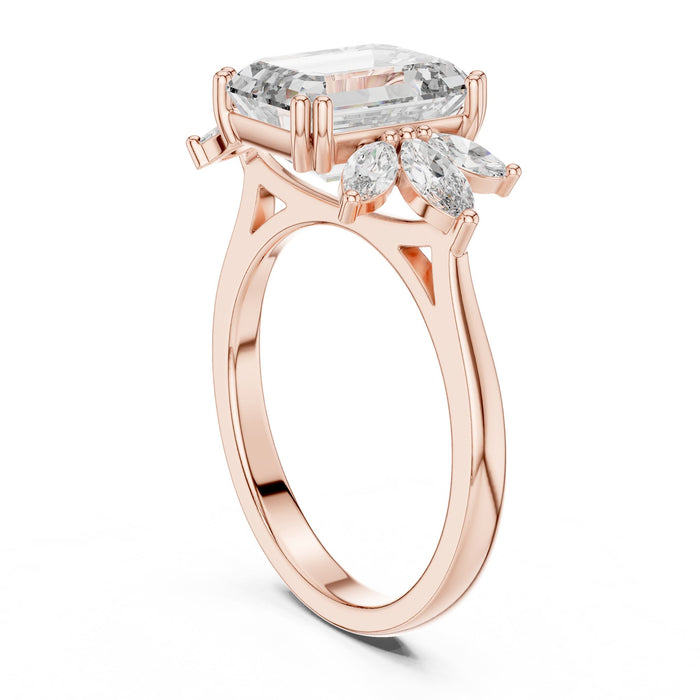 Emerald Lab Grown Diamond Three-Stone Engagement Ring yellow gold video