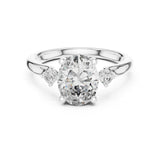 Oval Lab Grown Diamond Side-Stone Engagement Ring