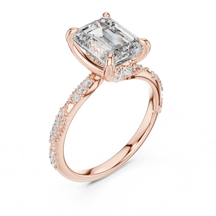 Emerald Lab Grown Diamond Pave Engagement Ring rose gold video