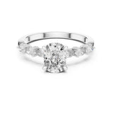 Oval Lab Grown Diamond Side-Stone Engagement Ring