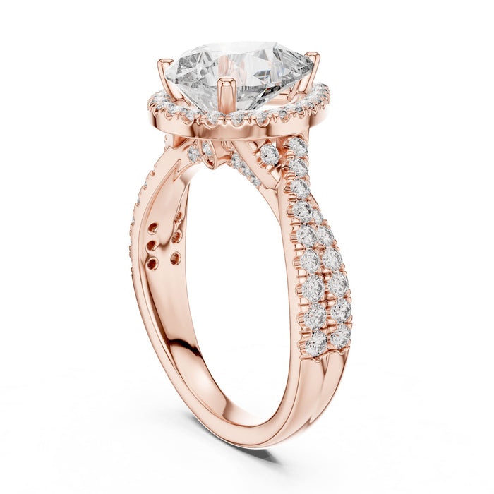 Pear Lab Grown Diamond Halo Engagement Ring yellow gold video