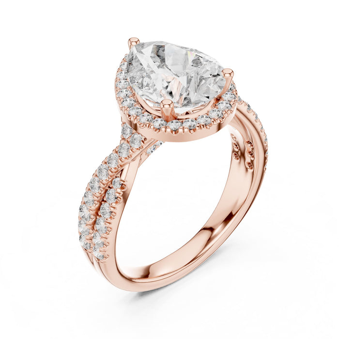 Pear Lab Grown Diamond Halo Engagement Ring rose gold video