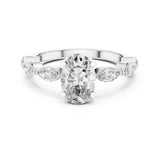 Oval Lab Grown Diamond Side-Stone Engagement Ring