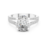 Oval Lab Grown Diamond Hidden-Halo Engagement Ring