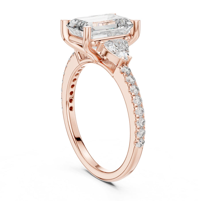 Emerald Lab Grown Diamond Three-Stone Engagement Ring yellow gold video