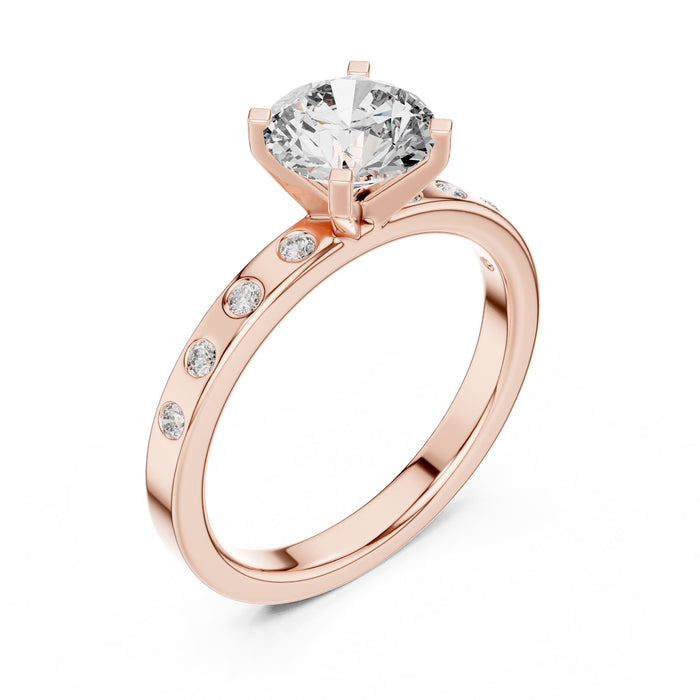 Round Lab Grown Diamond Cathedral Engagement Ring rose gold video
