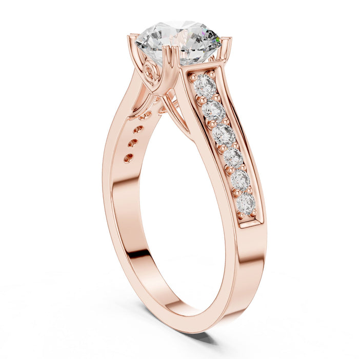 Round Lab Grown Diamond Cathedral Engagement Ring yellow gold video