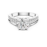 Round Lab Grown Diamond Cathedral Engagement Ring