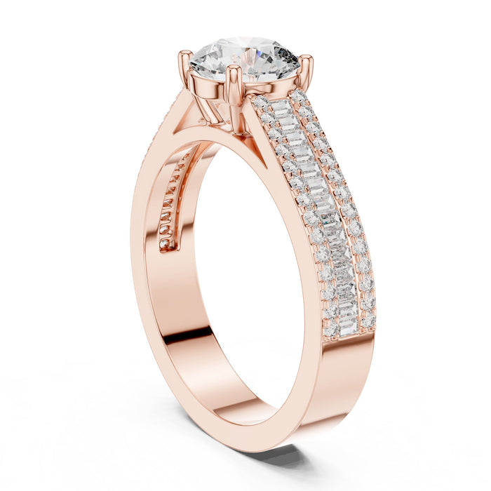 Round Lab Grown Diamond Cathedral Engagement Ring yellow gold video
