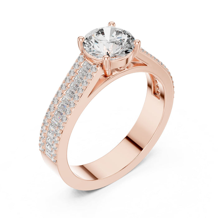 Round Lab Grown Diamond Cathedral Engagement Ring rose gold video