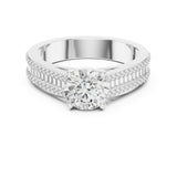 Round Lab Grown Diamond Cathedral Engagement Ring