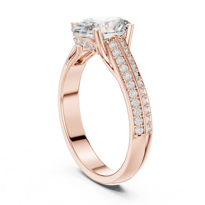 Oval Lab Grown Diamond Cathedral Engagement Ring yellow gold video