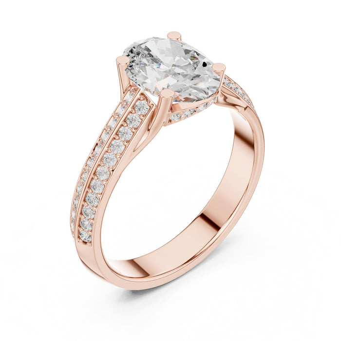 Oval Lab Grown Diamond Cathedral Engagement Ring rose gold video