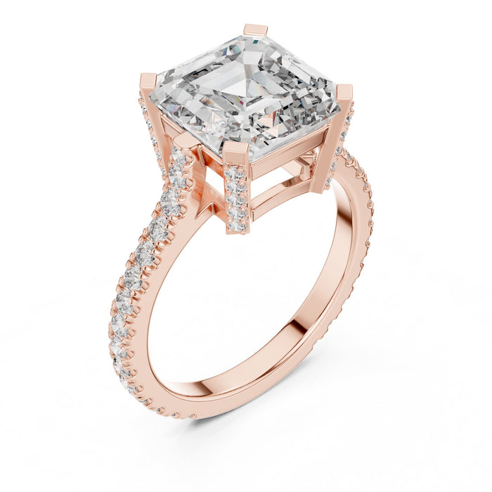 Emerald Lab Grown Diamond Hidden-Halo Engagement Ring rose gold video