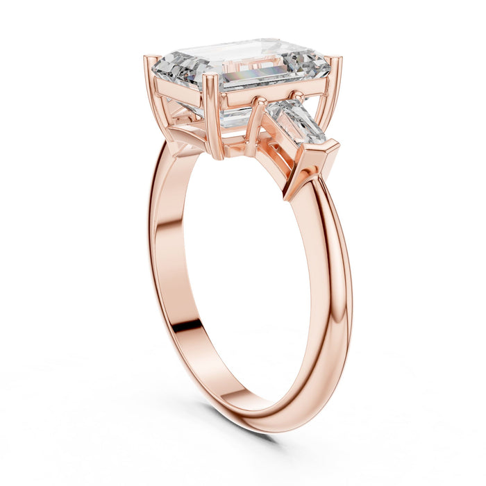 Emerald Lab Grown Diamond Three-Stone Engagement Ring yellow gold video