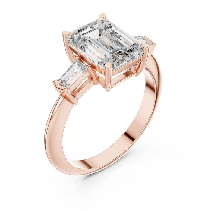 Emerald Lab Grown Diamond Three-Stone Engagement Ring rose gold video