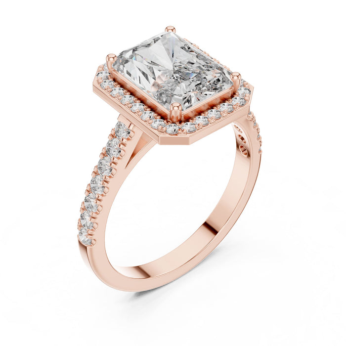 Emerald Lab Grown Diamond Halo Engagement Ring rose gold video