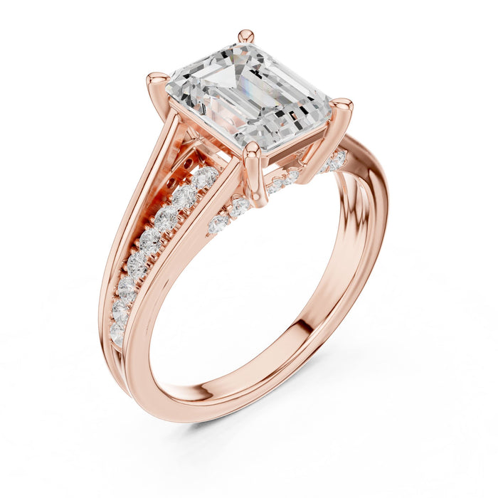 Emerald Lab Grown Diamond Split-Shank Engagement Ring rose gold video