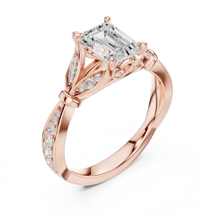Emerald Lab Grown Diamond Split-Shank Engagement Ring rose gold video
