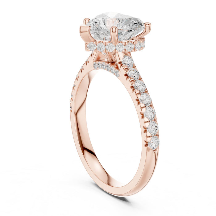 Heart Lab Grown Diamond Hidden-Halo Engagement Ring yellow gold video
