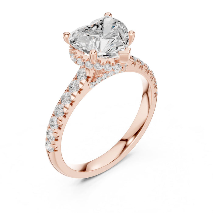 Heart Lab Grown Diamond Hidden-Halo Engagement Ring rose gold video