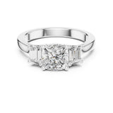 Cushion Lab Grown Diamond Three-Stone Engagement Ring