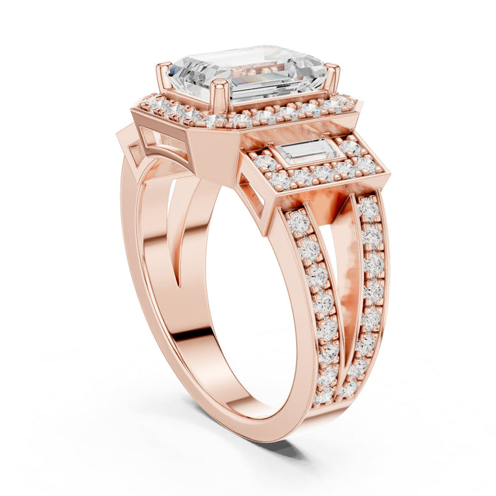 Emerald Lab Grown Diamond Halo Engagement Ring yellow gold video