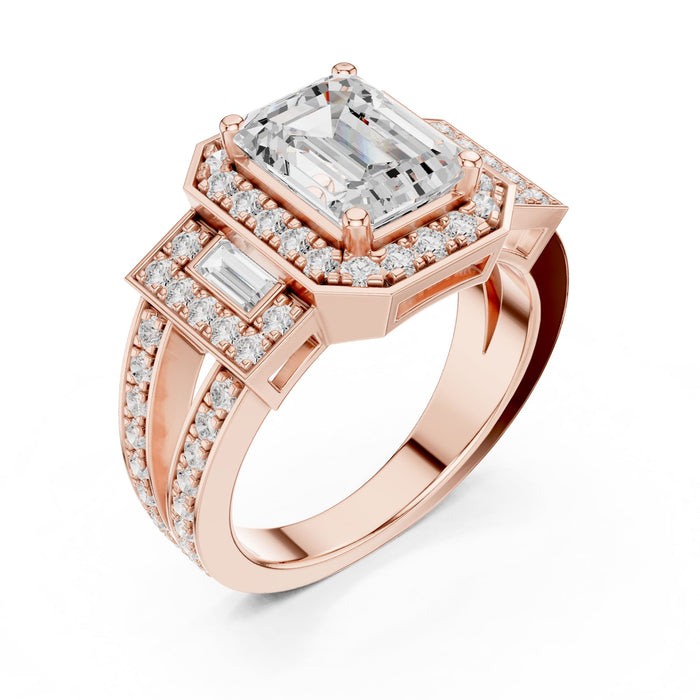 Emerald Lab Grown Diamond Halo Engagement Ring rose gold video