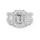 Emerald Lab Grown Diamond Halo Engagement Ring