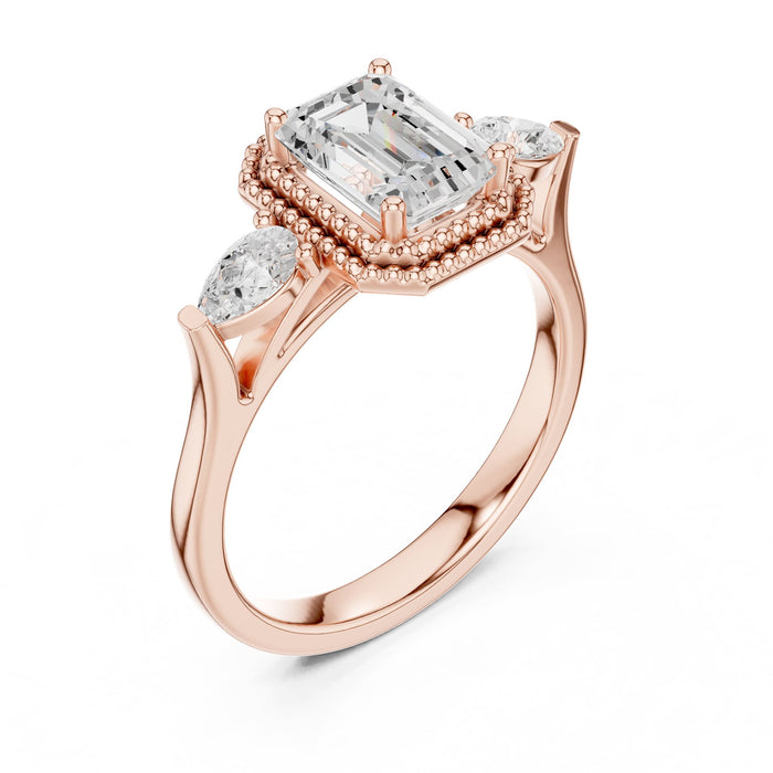 Emerald Lab Grown Diamond Halo Engagement Ring rose gold video