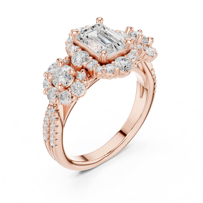 Emerald Lab Grown Diamond Halo Engagement Ring rose gold video