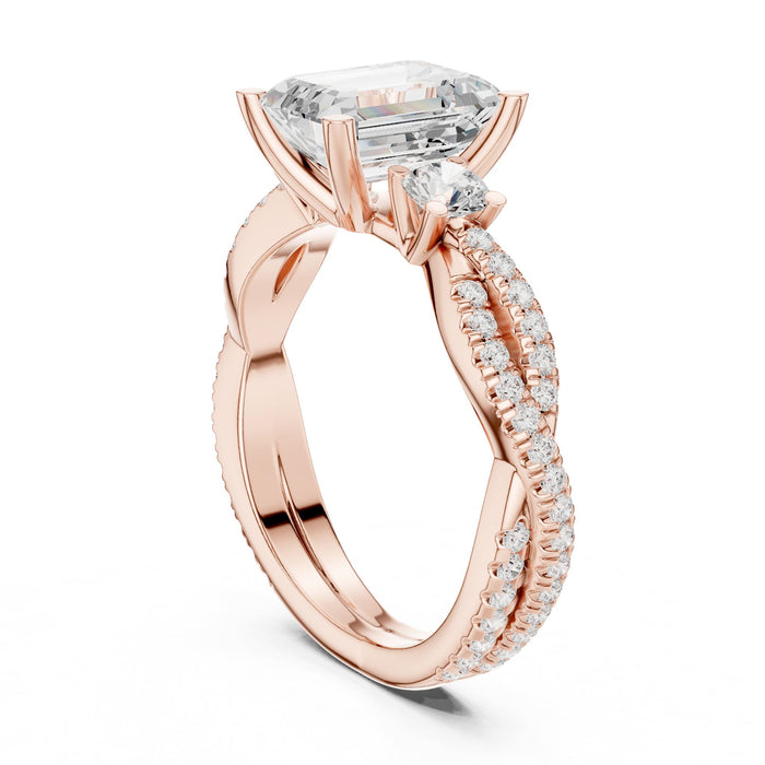 Emerald Lab Grown Diamond Split-Shank Engagement Ring yellow gold video