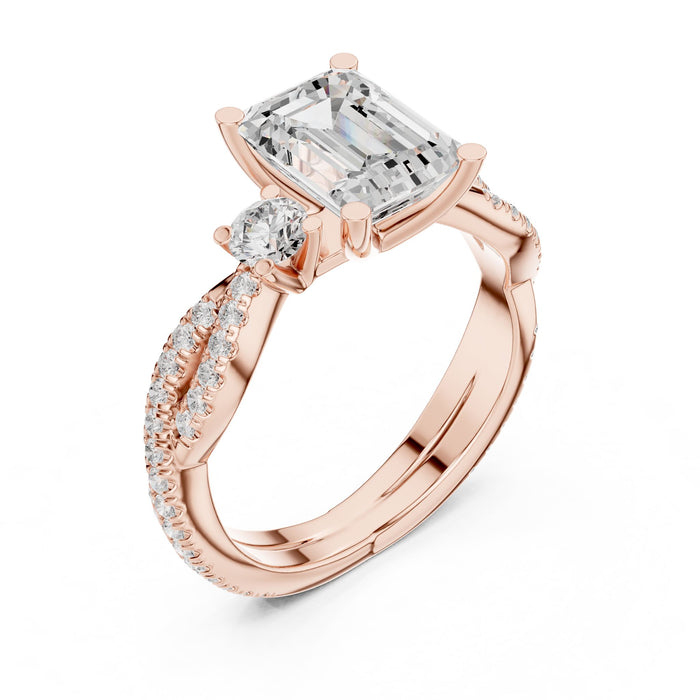 Emerald Lab Grown Diamond Split-Shank Engagement Ring rose gold video