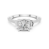 Cushion Lab Grown Diamond Side-Stone Engagement Ring