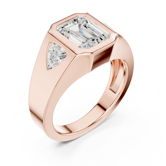 Emerald Lab Grown Diamond Three-Stone Engagement Ring rose gold video