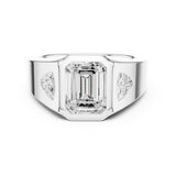 Emerald Lab Grown Diamond Three-Stone Engagement Ring