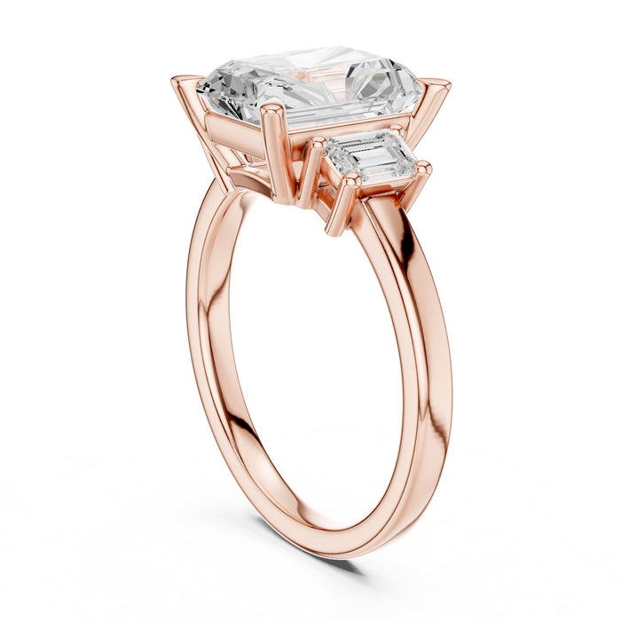 Emerald Lab Grown Diamond Three-Stone Engagement Ring yellow gold video
