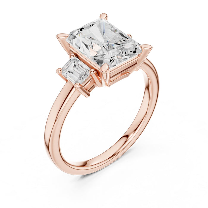 Emerald Lab Grown Diamond Three-Stone Engagement Ring rose gold video