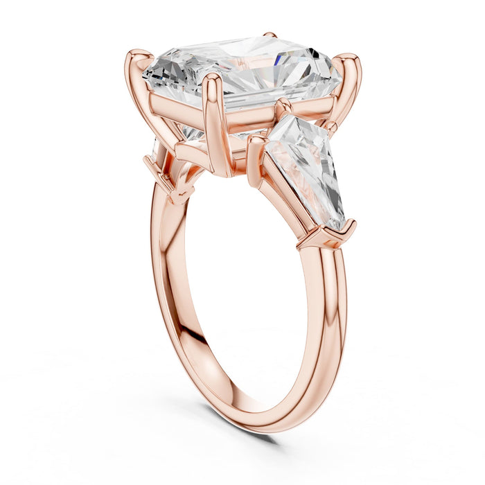 Emerald Lab Grown Diamond Three-Stone Engagement Ring yellow gold video