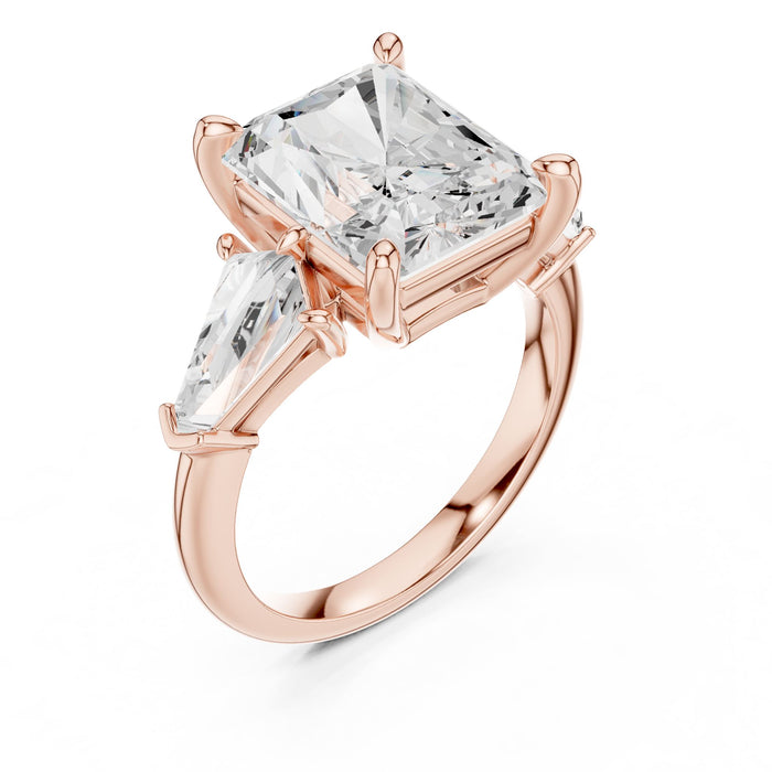 Emerald Lab Grown Diamond Three-Stone Engagement Ring rose gold video